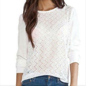Equipment Femme Blouse Liam Revival Floral Lace White Silky Velvety Long Sleeve